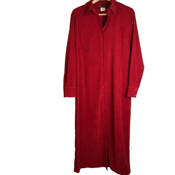 Harve Benard Dresses & Skirts - Vintage 90s Harve Benard Long Sleeve Maxi Shirt Dress, Red - Women's 12